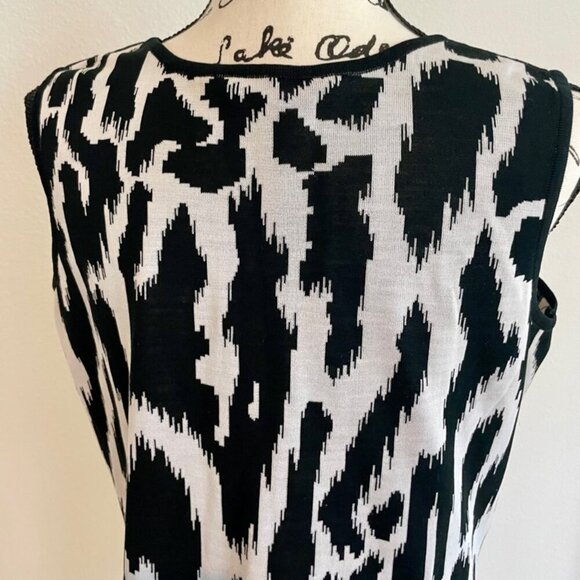 MING WANG ANIMAL PRINT MID LENGTH SCOOP NECK KNIT TANK TOP Sz M SOPHISTICATED - Picture 10 of 15